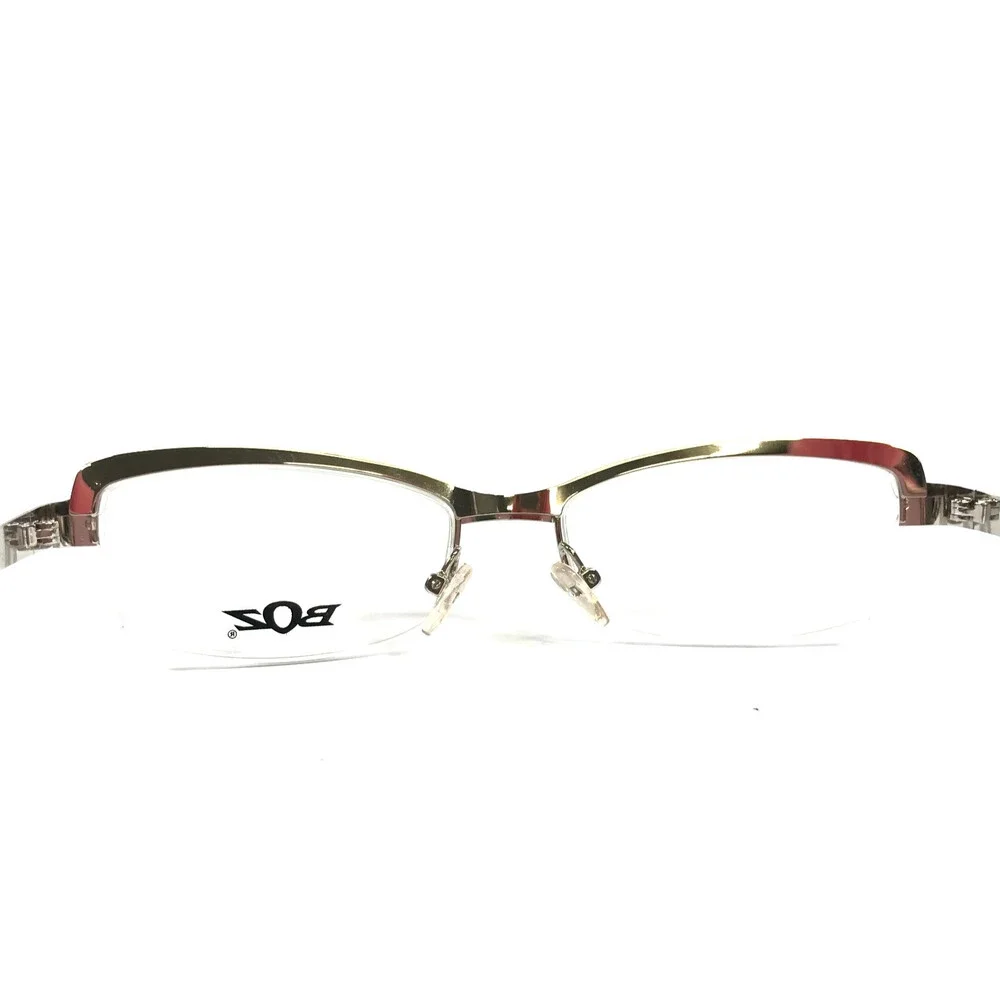 BOZ Eyeglasses Frames VIOLET 1010 Silver Spiral Pattern Half Rim 53-17-140